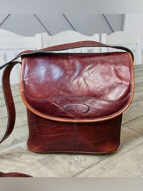 Vintage Oroton Sydney Brown Leather Crossbody Bag Flap Shoulder Purse